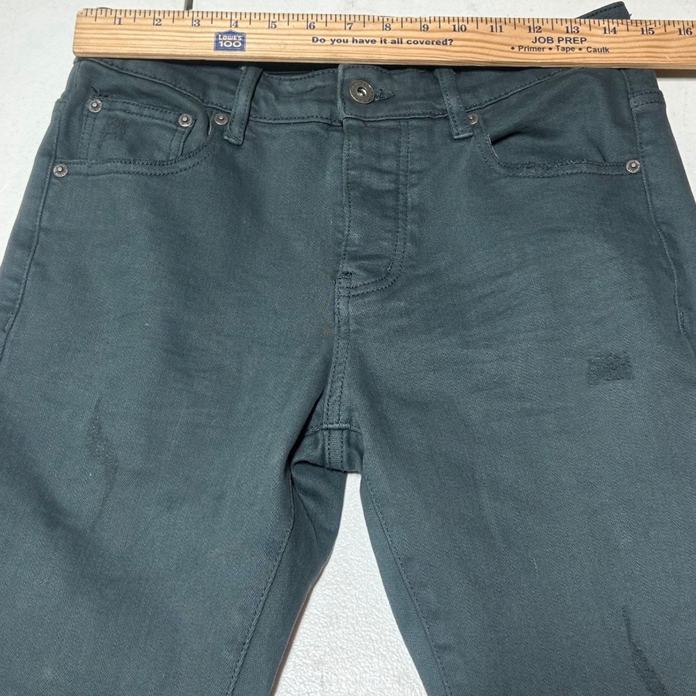 Valabasas Mens 30 Stacked Carpenter Jeans Dark Teal Green Slim Fit Distressed - Picture 4 of 8